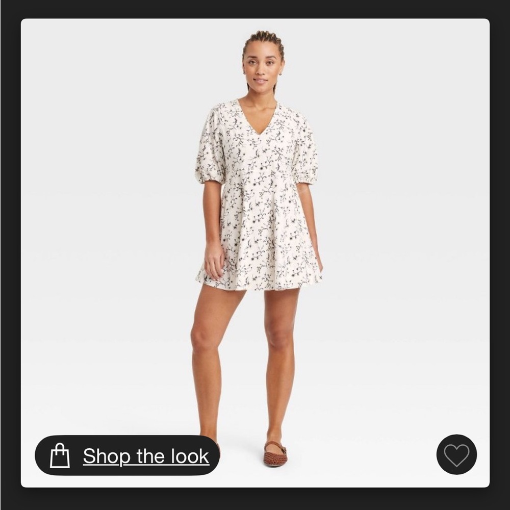 Universal Thread Black and White Puff Sleeve Sundress